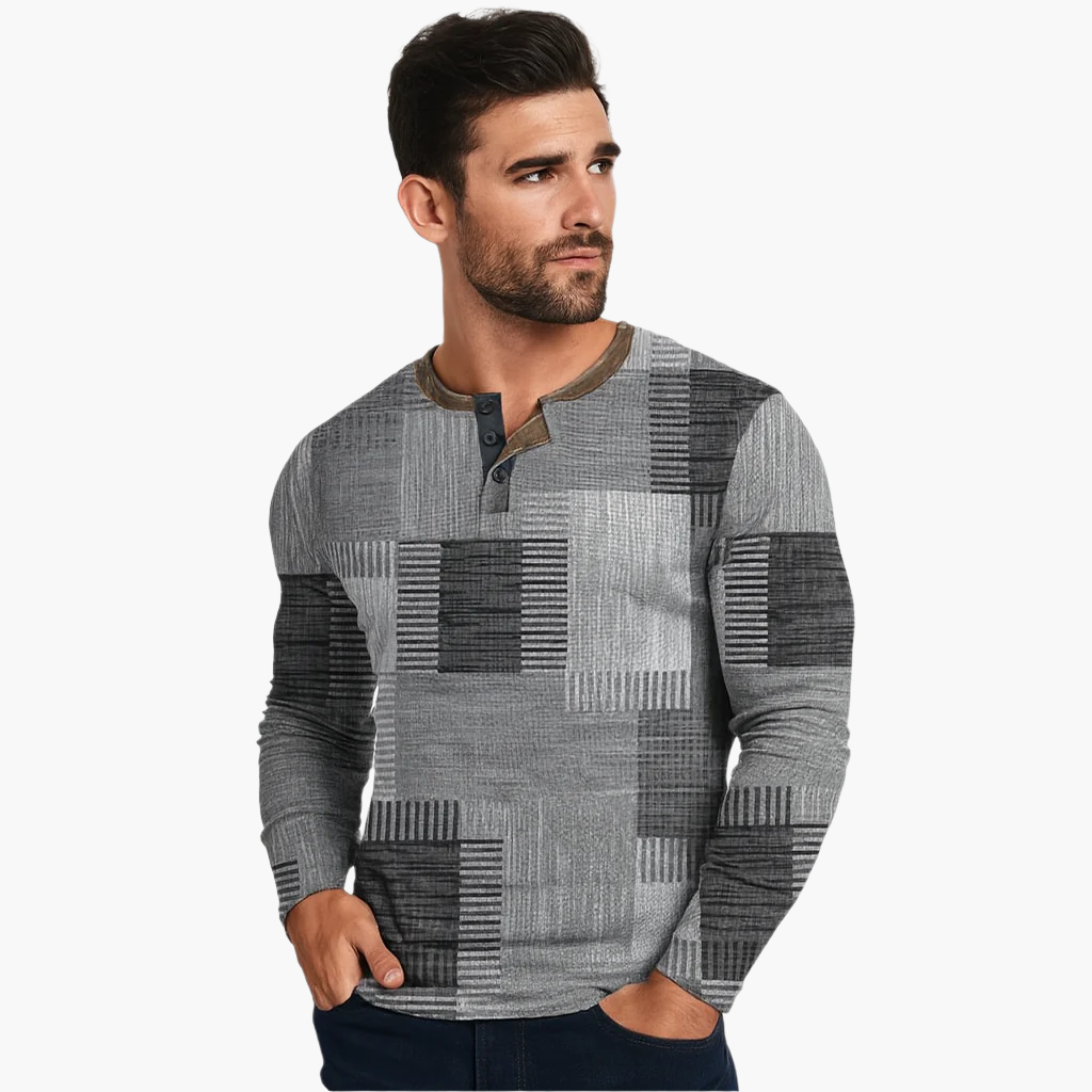 Men's Long Sleeve Shirt Patchwork Casual – Stylish Casual Shirt for Autumn and Winter