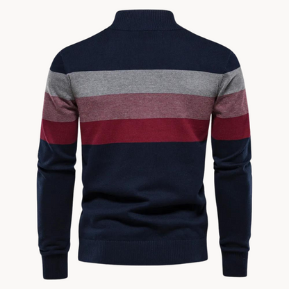 Herren Strickpullover mit Reißverschluss – Stilvoller Streifenpullover für Alltag und Büro