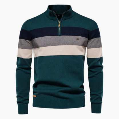 Herren Strickpullover mit Reißverschluss – Stilvoller Streifenpullover für Alltag und Büro