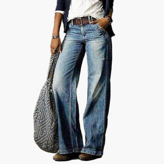 Damen Jeans mit hoher Taille und weitem Bein – Vintage Stil, Komfort für Alltag und Freizeit
