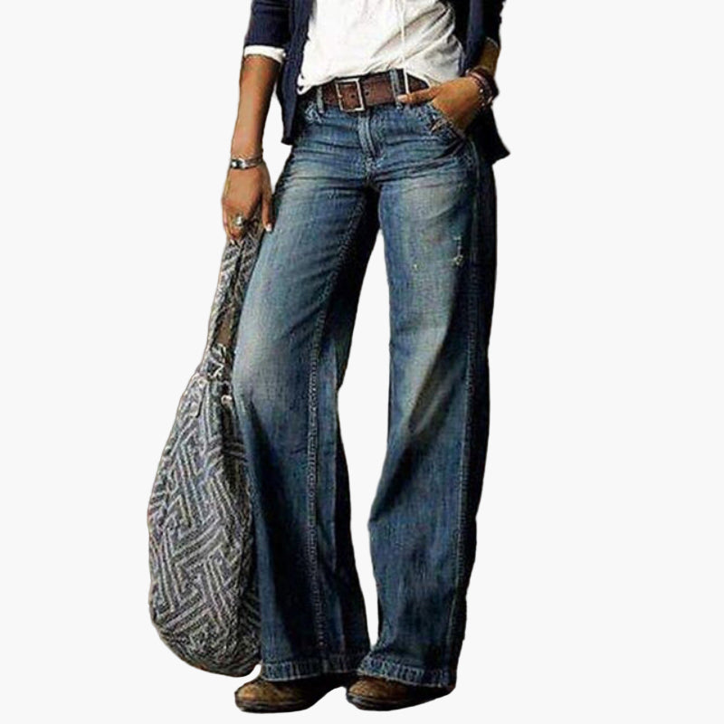 Damen Jeans mit hoher Taille und weitem Bein – Vintage Stil, Komfort für Alltag und Freizeit