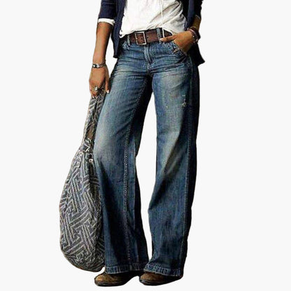 Damen Jeans mit hoher Taille und weitem Bein – Vintage Stil, Komfort für Alltag und Freizeit