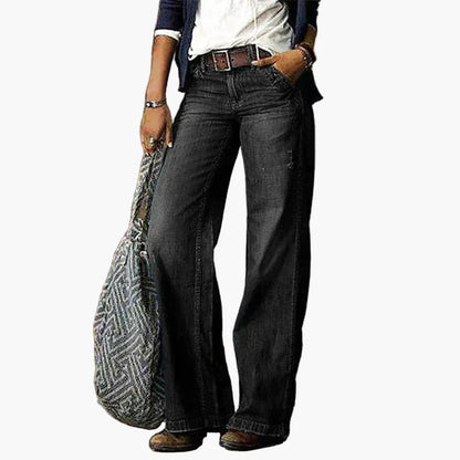 Damen Jeans mit hoher Taille und weitem Bein – Vintage Stil, Komfort für Alltag und Freizeit