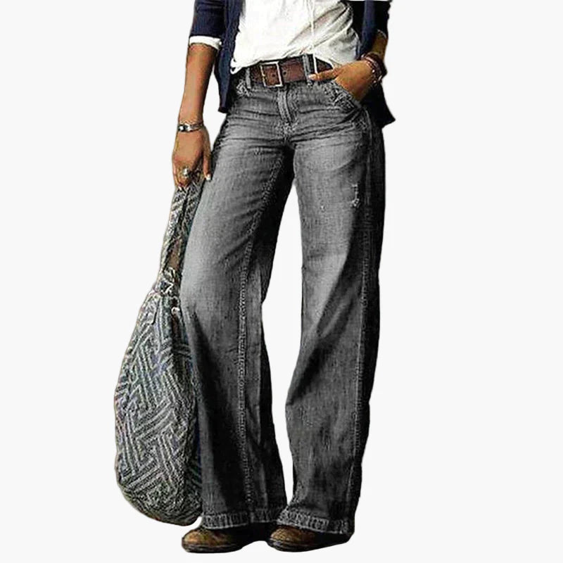 Damen Jeans mit hoher Taille und weitem Bein – Vintage Stil, Komfort für Alltag und Freizeit