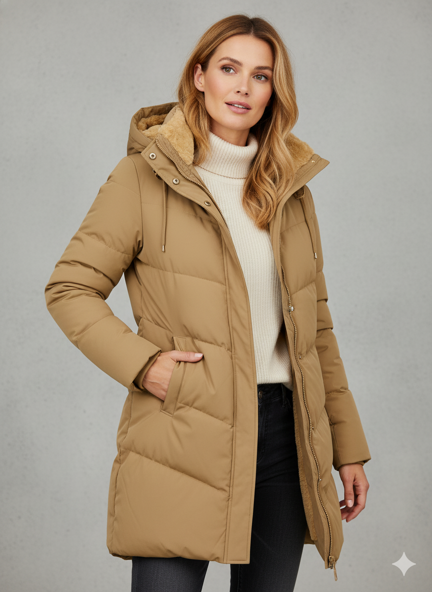 Damen Winter Steppmantel mit Kapuze – Eleganter, warmer Parka für Alltag & Outdoor