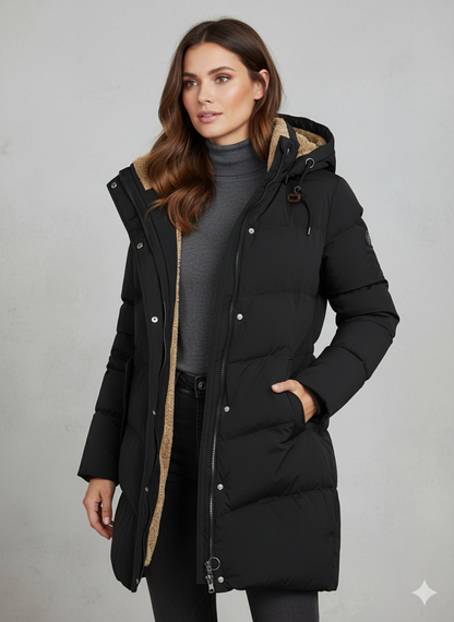 Damen Winter Steppmantel mit Kapuze – Eleganter, warmer Parka für Alltag & Outdoor