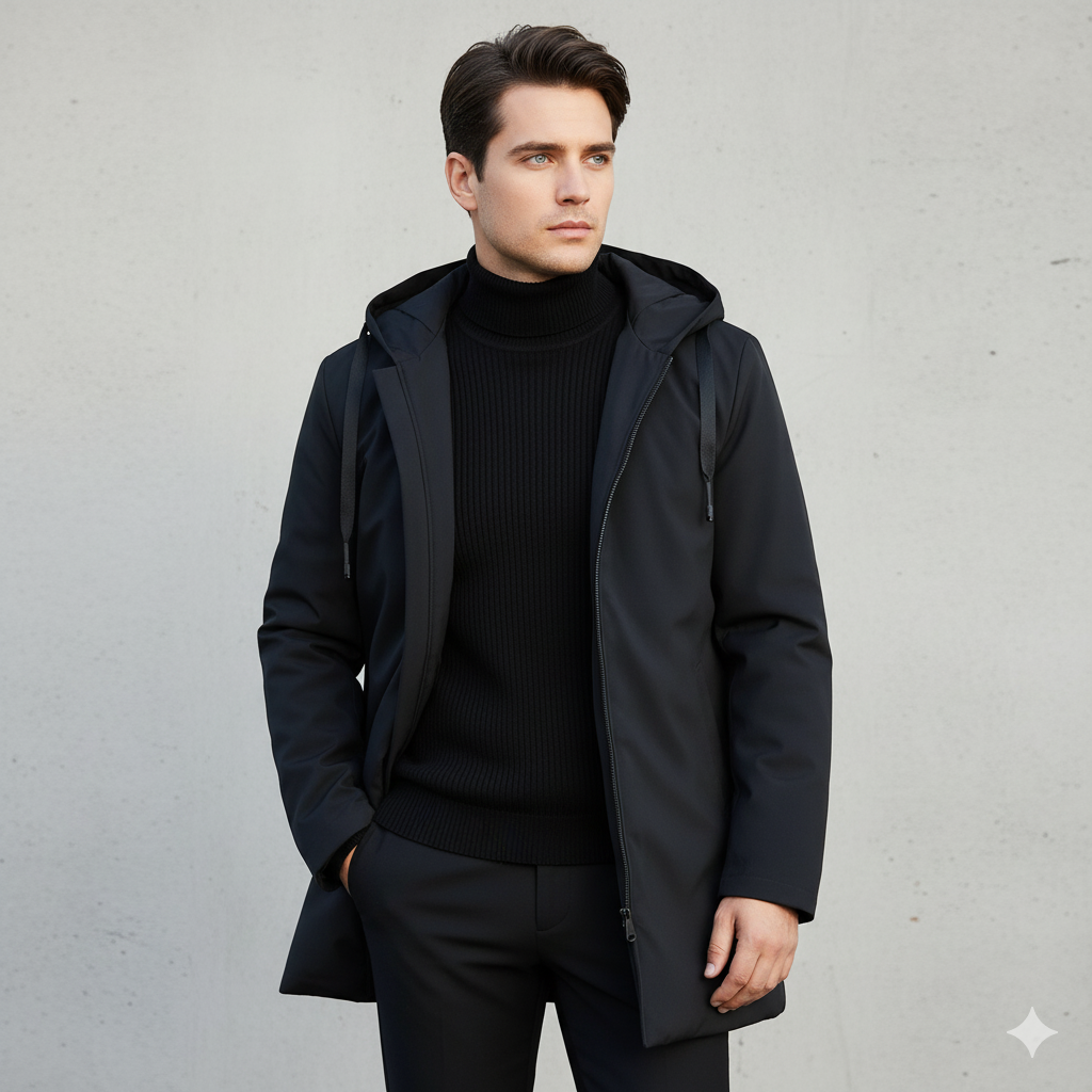 Herren Winterjacke – Moderne Outdoor Übergangsjacke mit Kapuze, Wind- und Wasserdicht, Perfekt für Herbst und Winter