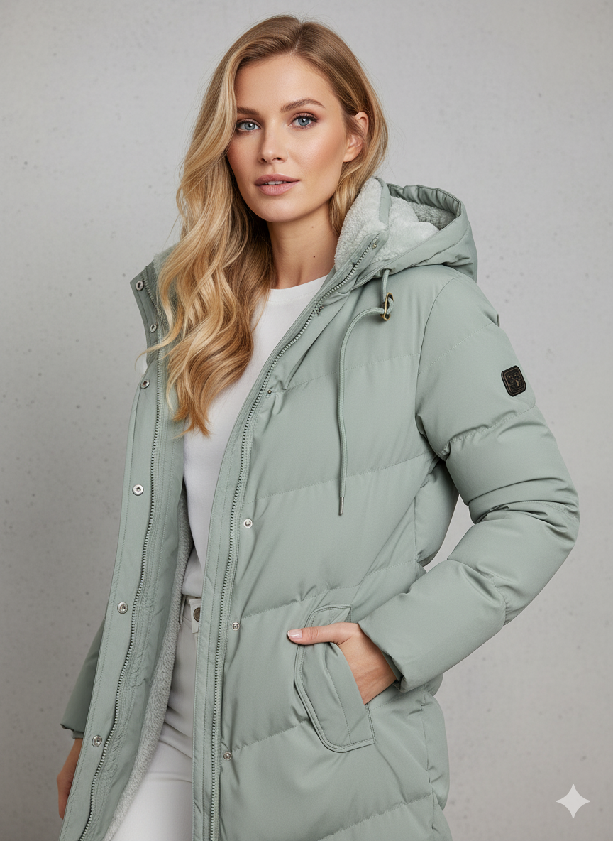 Damen Winter Steppmantel mit Kapuze – Eleganter, warmer Parka für Alltag & Outdoor