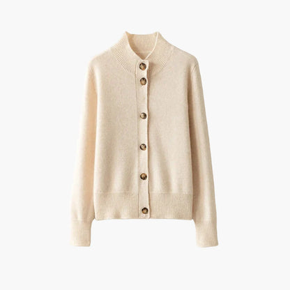 Women's knitted cardigan in modern style with button placket – versatile cardigan for everyday and office use