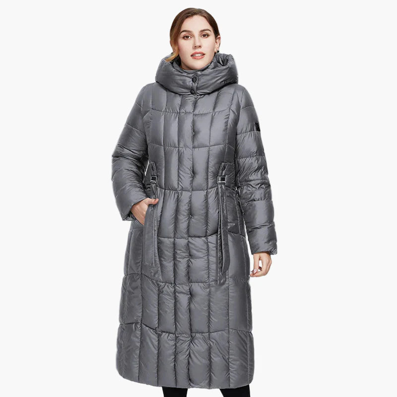 Damen Winter Steppmantel mit Kapuze, modischer langer Mantel für kalte Tage, Plus Size