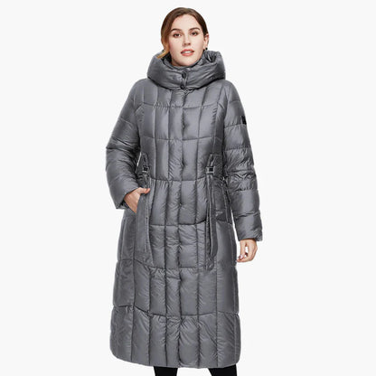Damen Winter Steppmantel mit Kapuze, modischer langer Mantel für kalte Tage, Plus Size