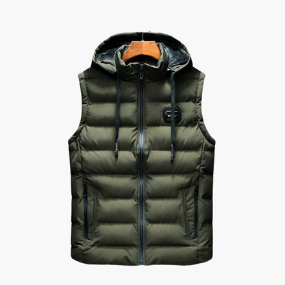 Men's quilted vest with hood – outdoor & casual warming vest, modern design, versatile