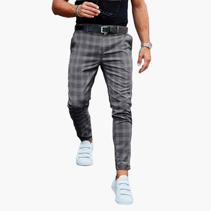 Men's Chino Pants – Checked Slim Fit Design for Stylish Casual and Business Looks