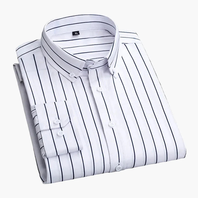 Herren Business Freizeithemd mit Streifenmuster – Elegantes Langarmhemd für Büro & Alltag