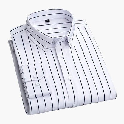 Herren Business Freizeithemd mit Streifenmuster – Elegantes Langarmhemd für Büro & Alltag