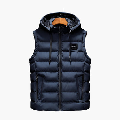 Men's quilted vest with hood – outdoor & casual warming vest, modern design, versatile