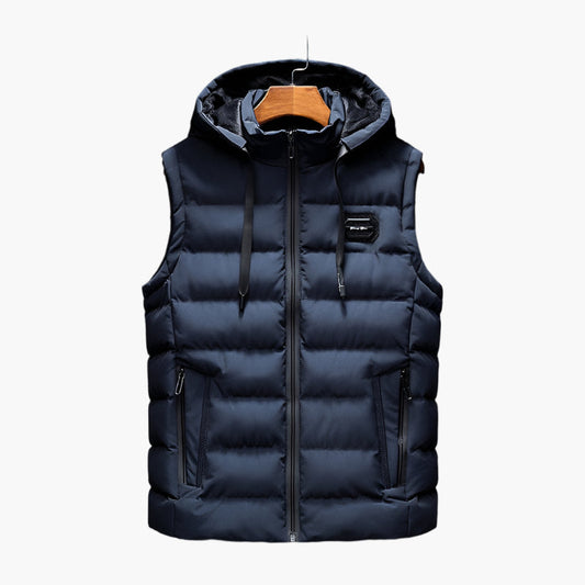 Men's quilted vest with hood – outdoor & casual warming vest, modern design, versatile