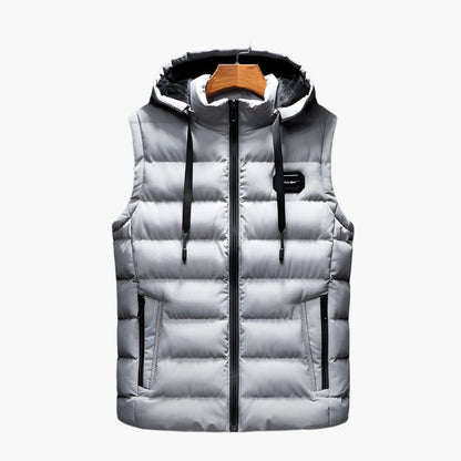 Men's quilted vest with hood – outdoor & casual warming vest, modern design, versatile
