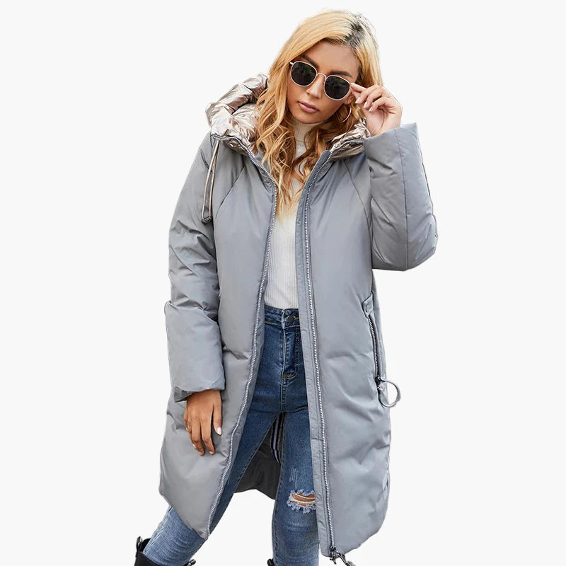 Women's quilted coat with fashionable oversized collar – urban winter coat for everyday and leisure