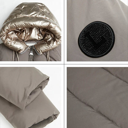 Women's quilted coat with fashionable oversized collar – urban winter coat for everyday and leisure