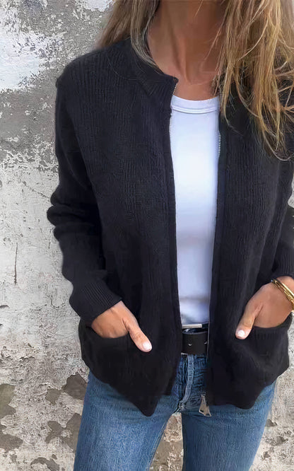 Damen Strickjacke mit Reißverschluss – Eleganter Alltags-Cardigan für vielseitige Outfits