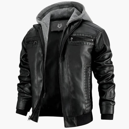 Men's biker jacket with hood – urban streetwear for leisure & everyday use