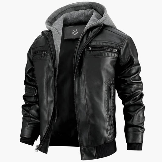 Men's biker jacket with hood – urban streetwear for leisure & everyday use