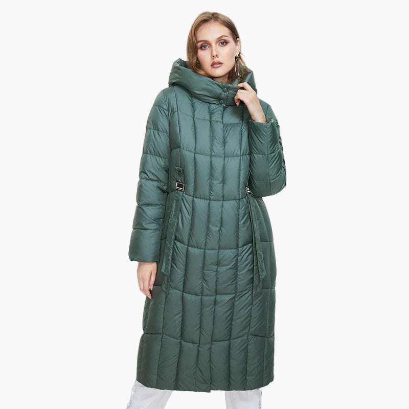 Damen Winter Steppmantel mit Kapuze, modischer langer Mantel für kalte Tage, Plus Size