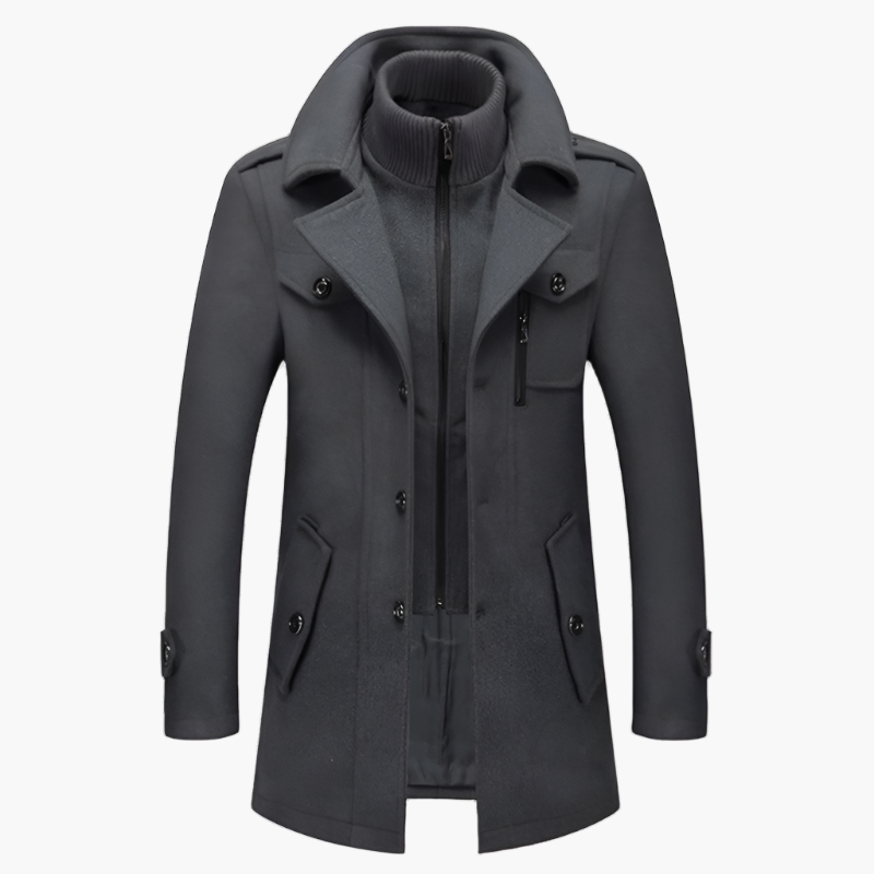 Men's Classic Winter Coat with Stand-up Collar – Elegant Business & Casual Coat
