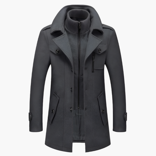 Men's Classic Winter Coat with Stand-up Collar – Elegant Business & Casual Coat