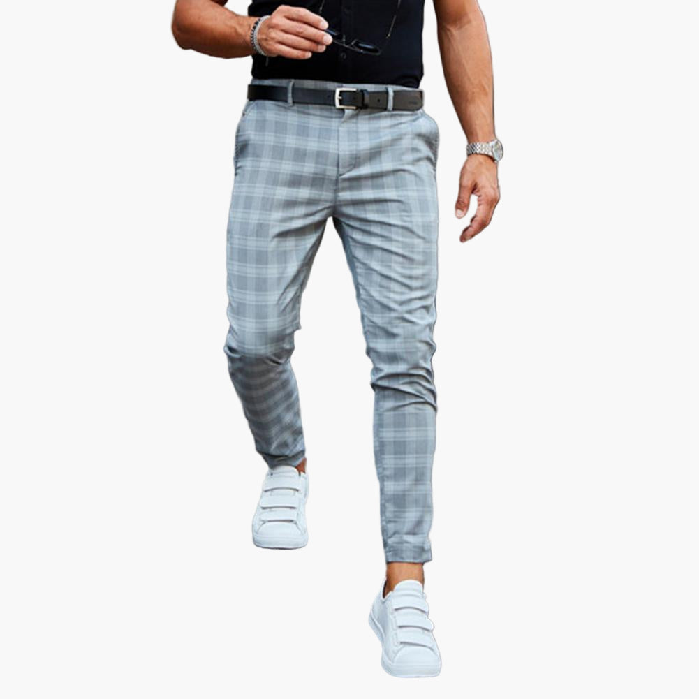 Men's Chino Pants – Checked Slim Fit Design for Stylish Casual and Business Looks