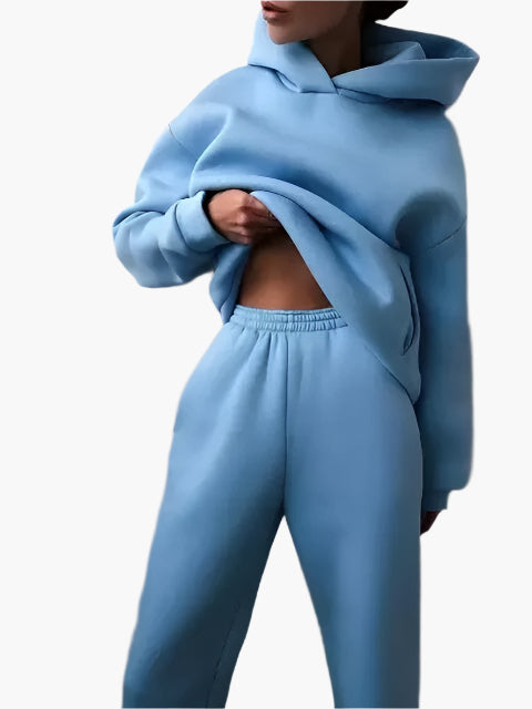 Damen Kapuzenpullover & Jogginghose Set – Bequemer Winter Loungeanzug für Alltag und Freizeit