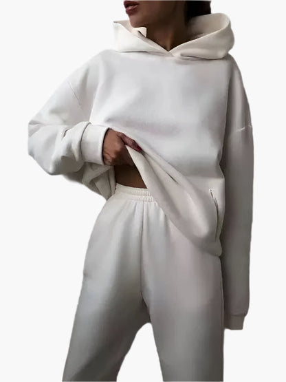 Damen Kapuzenpullover & Jogginghose Set – Bequemer Winter Loungeanzug für Alltag und Freizeit