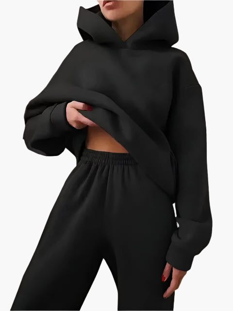 Damen Kapuzenpullover & Jogginghose Set – Bequemer Winter Loungeanzug für Alltag und Freizeit