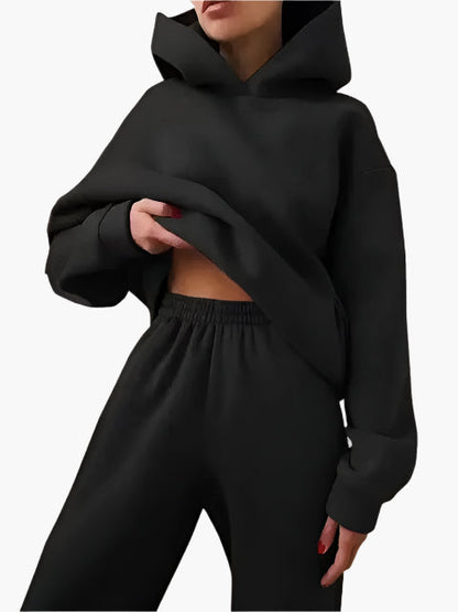 Damen Kapuzenpullover & Jogginghose Set – Bequemer Winter Loungeanzug für Alltag und Freizeit