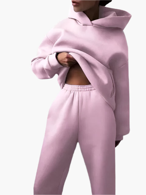 Damen Kapuzenpullover & Jogginghose Set – Bequemer Winter Loungeanzug für Alltag und Freizeit