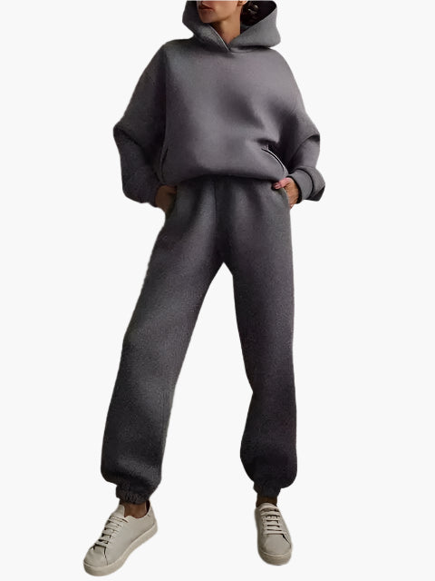 Damen Kapuzenpullover & Jogginghose Set – Bequemer Winter Loungeanzug für Alltag und Freizeit