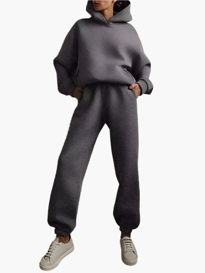 Damen Kapuzenpullover & Jogginghose Set – Bequemer Winter Loungeanzug für Alltag und Freizeit