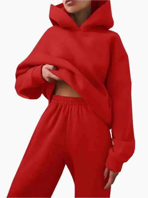 Damen Kapuzenpullover & Jogginghose Set – Bequemer Winter Loungeanzug für Alltag und Freizeit