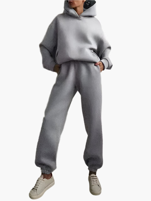 Damen Kapuzenpullover & Jogginghose Set – Bequemer Winter Loungeanzug für Alltag und Freizeit