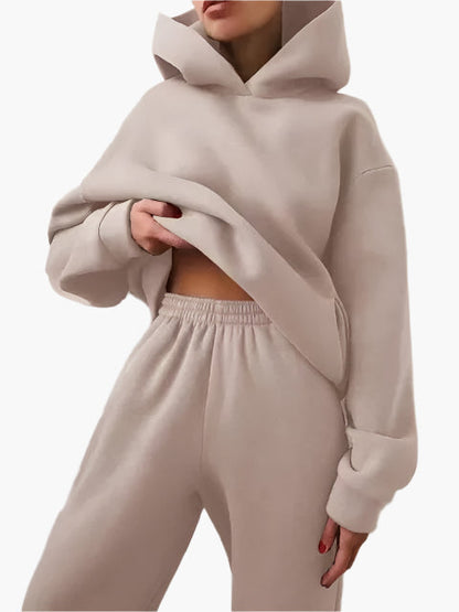 Damen Kapuzenpullover & Jogginghose Set – Bequemer Winter Loungeanzug für Alltag und Freizeit