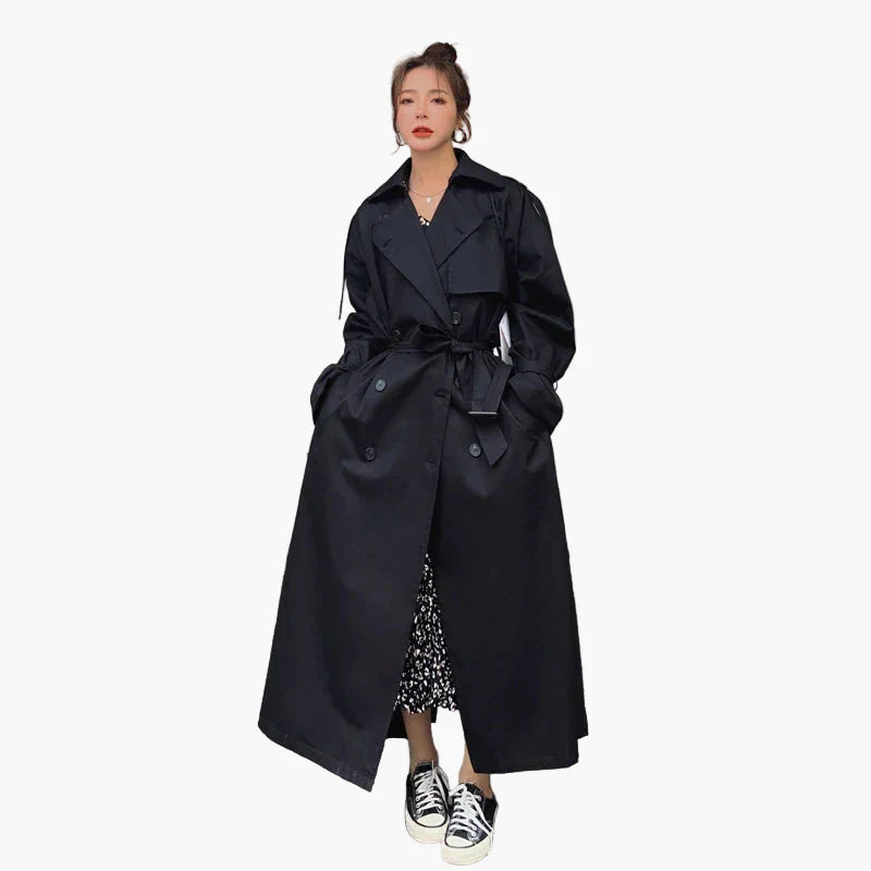 Damen Trenchcoat – Oversized, Lang, Klassischer Stil für Alltag und Büro