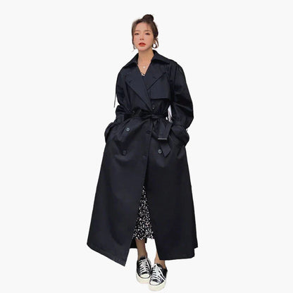 Damen Trenchcoat – Oversized, Lang, Klassischer Stil für Alltag und Büro