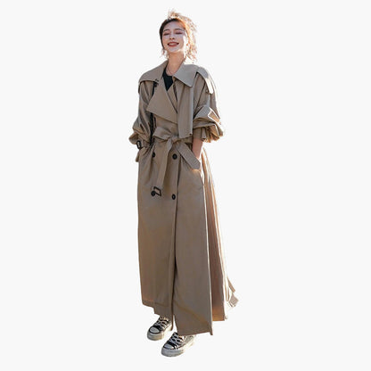 Damen Trenchcoat – Oversized, Lang, Klassischer Stil für Alltag und Büro