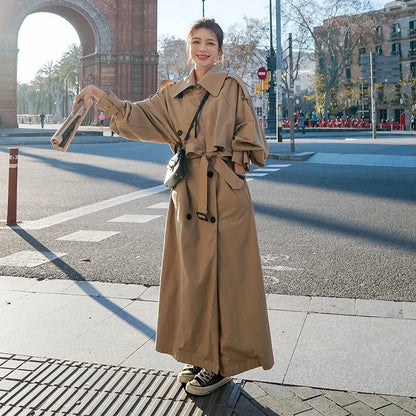 Damen Trenchcoat – Oversized, Lang, Klassischer Stil für Alltag und Büro