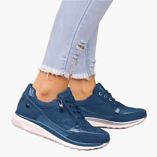 Damen Sneaker für Alltag und Freizeit – Modische Plattform-Sneaker mit Reißverschluss und Komfortsohle