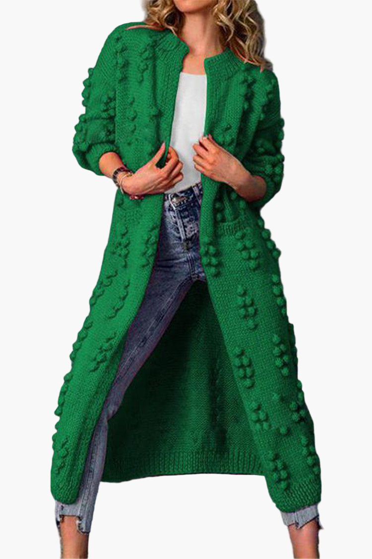 Damen Strickmantel Lang – Modischer Cardigan mit 3D-Struktur für Freizeit & Alltag