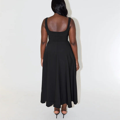 Damen Elegantes Ärmelloses A-Linien Midikleid mit Quadrat-Ausschnitt – Perfekt für Sommer, Brunch & City Looks