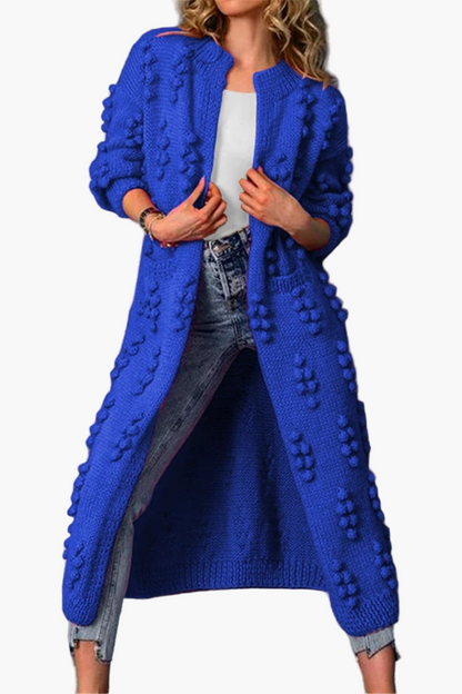 Damen Strickmantel Lang – Modischer Cardigan mit 3D-Struktur für Freizeit & Alltag
