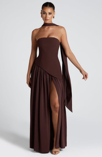 Damen Elegantes Trägerloses Abend Maxikleid – Modernes Design für festliche Anlässe und Galas